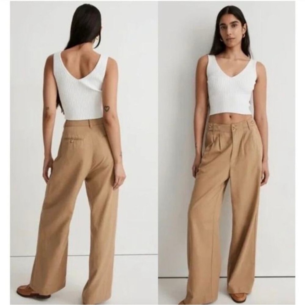 Madewell The Harlow Super Wide Leg Trouser Pant size 8 high rise preppy chic 90s